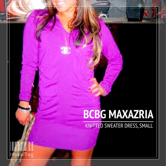 BCBG MAXAZRIA PURPLE SWEATER DRESS - Picture 1 of 3
